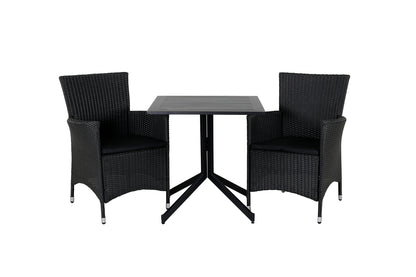 Way & Knick Cafébord 70x70x72 Sort + Spisestole Sort