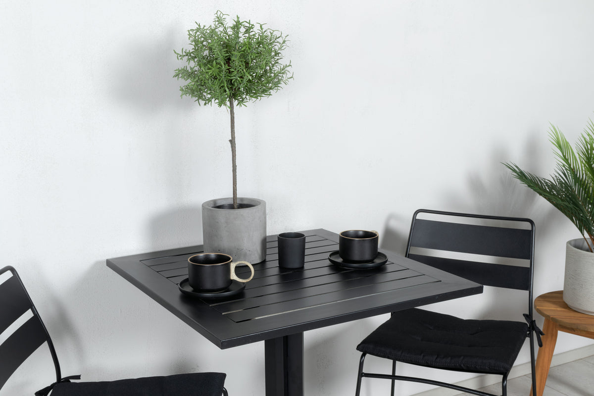 Way & Lina Cafébord 70x70x72 Sort + Spisestole Sort