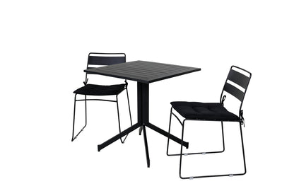 Way & Lina Cafébord 70x70x72 Sort + Spisestole Sort