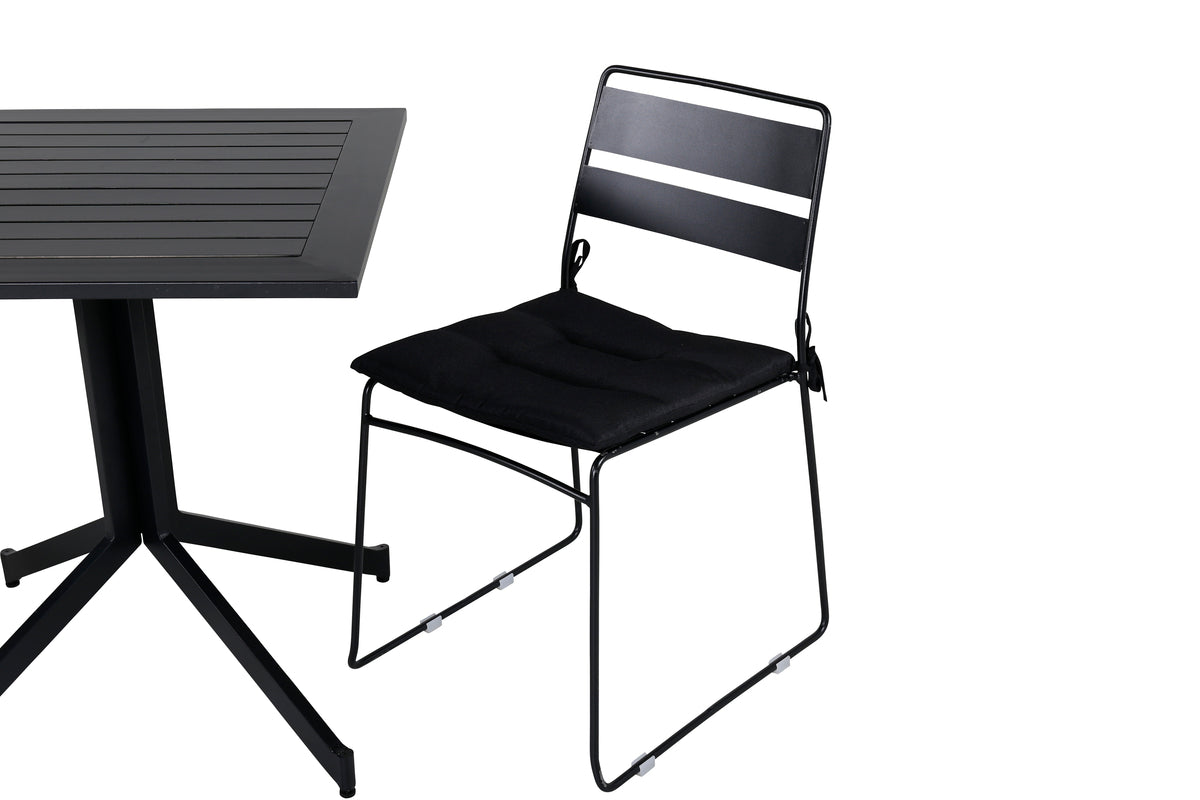 Way & Lina Cafébord 70x70x72 Sort + Spisestole Sort