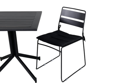 Way & Lina Cafébord 70x70x72 Sort + Spisestole Sort