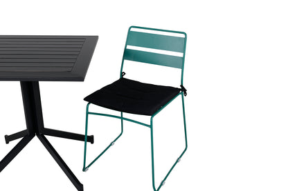 Way & Lina Cafébord 70 x 70 Sort + Spisestole 2-pak Grøn