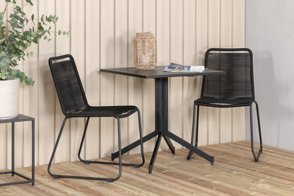 Way & Lindos Cafébord 70x70 + Spisestole Sort