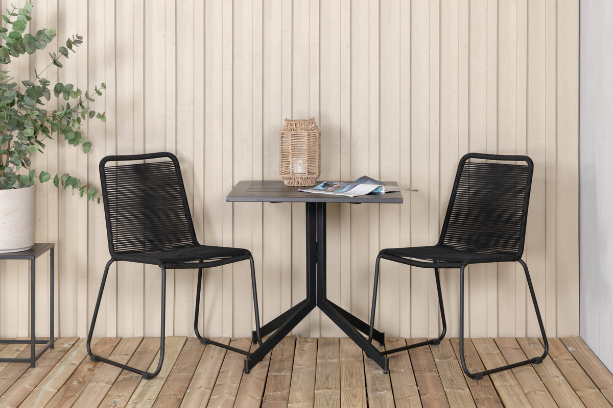 Way & Lindos Cafébord 70x70 + Spisestole Sort