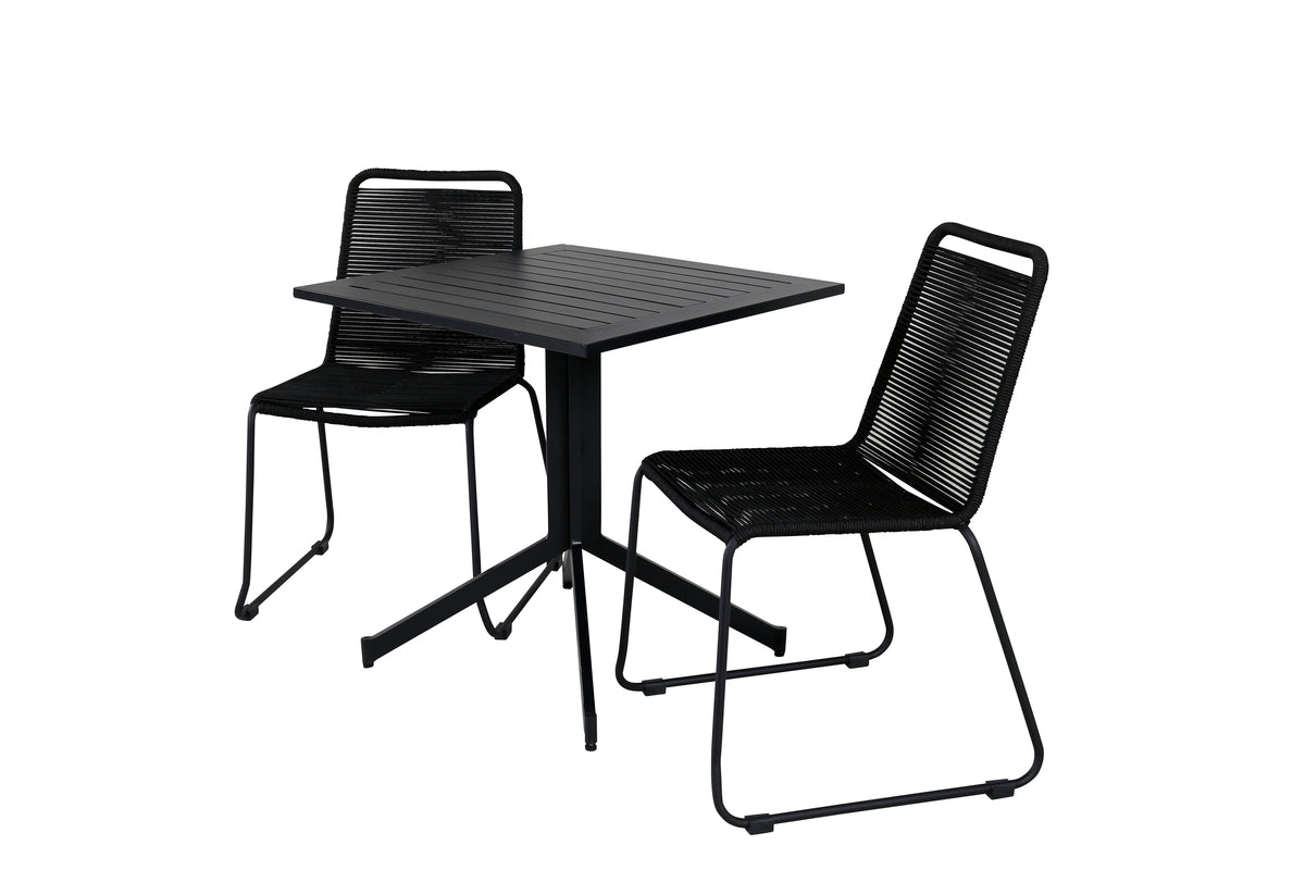 Way & Lindos Cafébord 70x70 + Spisestole Sort