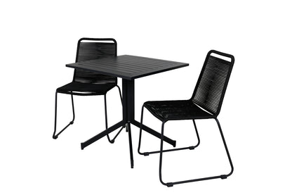 Way & Lindos Cafébord 70x70 + Spisestole Sort