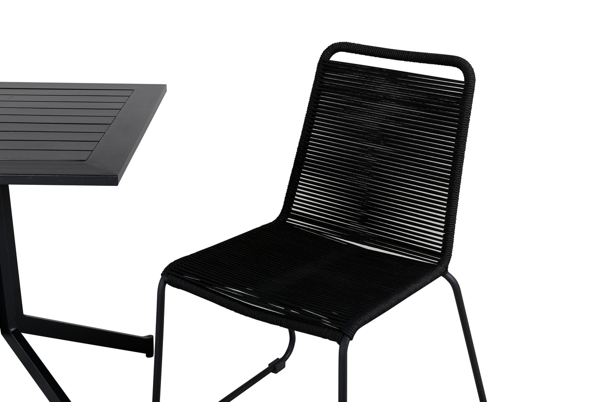 Way & Lindos Cafébord 70x70 + Spisestole Sort