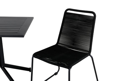 Way & Lindos Cafébord 70x70 + Spisestole Sort