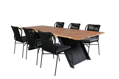 Julian & Doory Spisebordsstole Sort + Spisebord 250x100