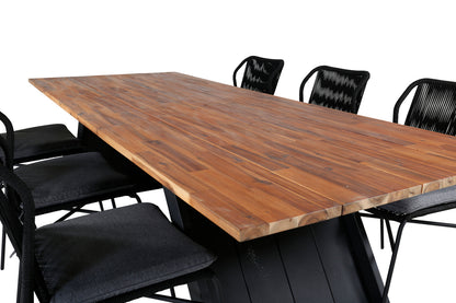 Julian & Doory Spisebordsstole Sort + Spisebord 250x100