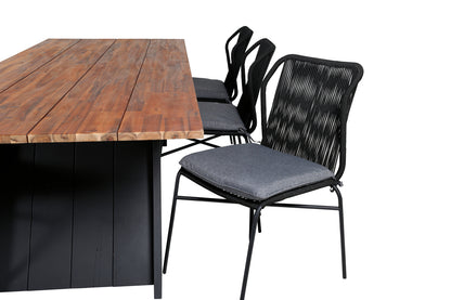 Julian & Doory Spisebordsstole Sort + Spisebord 250x100