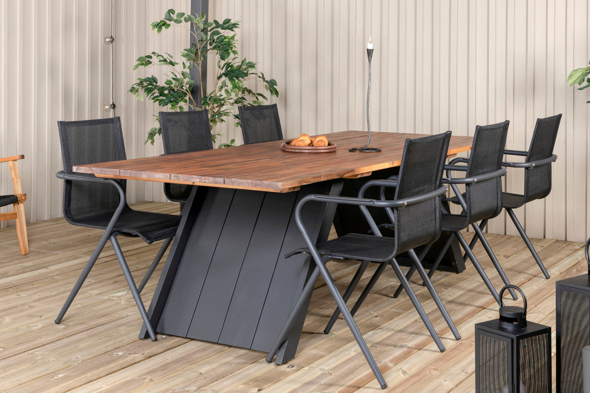 Doory & Alina Spisebord 250x100 + Spisebordsstole Sort