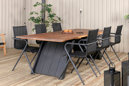 Doory & Alina Spisebord 250x100 + Spisebordsstole Sort