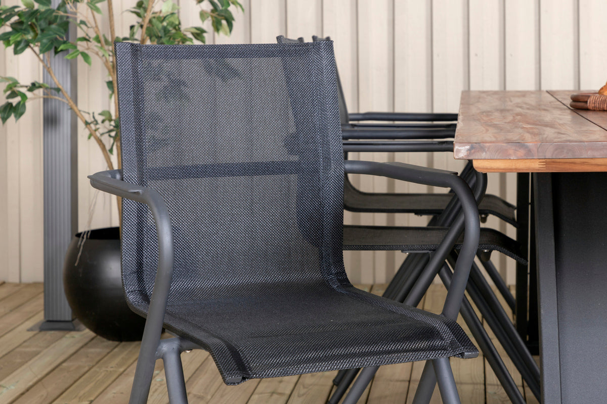 Doory & Alina Spisebord 250x100 + Spisebordsstole Sort