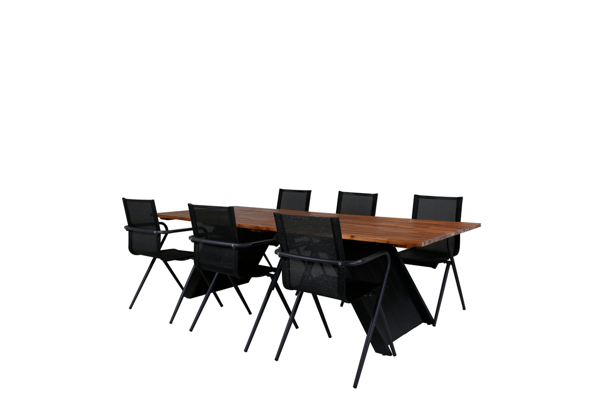 Doory & Alina Spisebord 250x100 + Spisebordsstole Sort