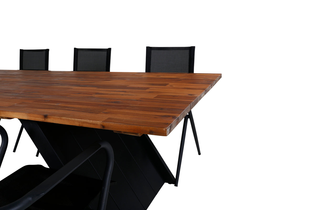 Doory & Alina Spisebord 250x100 + Spisebordsstole Sort