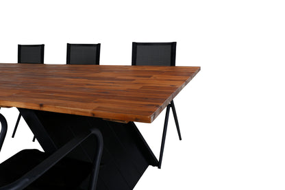 Doory & Alina Spisebord 250x100 + Spisebordsstole Sort