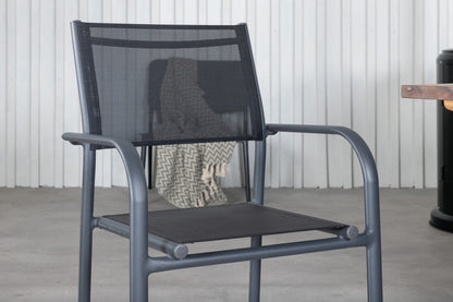 Doory & Santorini Rektangulært Spisebord 250 x 100 Natur + Spisebordsstole 2-pak Sort