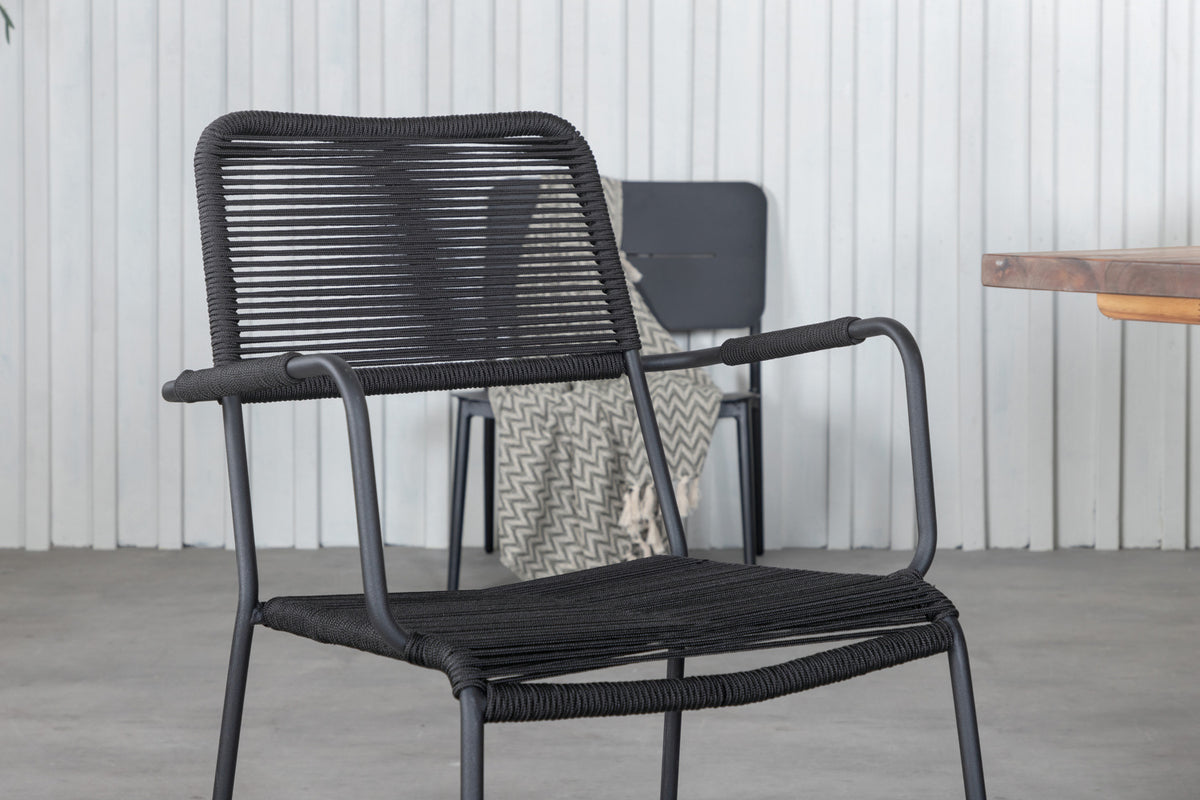 Doory & Lindos Spisebord 250x100 + Spisestole Sort