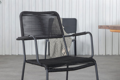 Doory & Lindos Spisebord 250x100 + Spisestole Sort