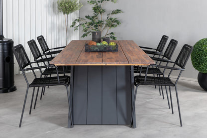 Doory & Lindos Spisebord 250x100 + Spisestole Sort