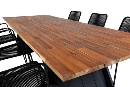 Doory & Lindos Spisebord 250x100 + Spisestole Sort