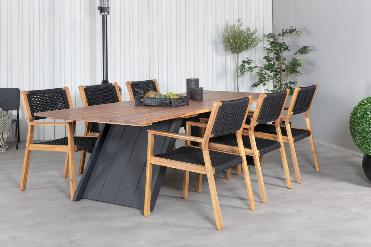 Doory & Little John Spisebord 250x100 + Spisestole Natur