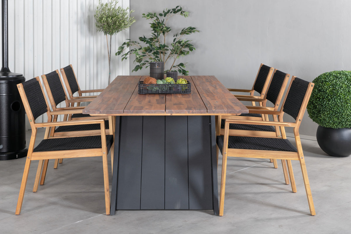 Doory & Little John Spisebord 250x100 + Spisestole Natur