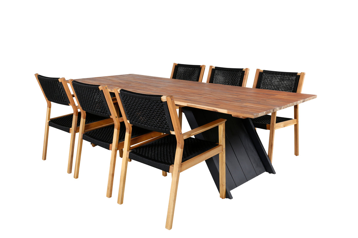 Doory & Little John Spisebord 250x100 + Spisestole Natur