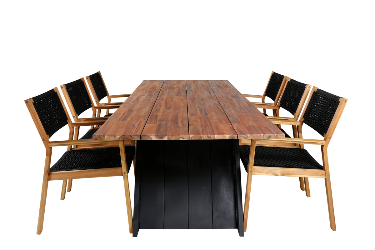 Doory & Little John Spisebord 250x100 + Spisestole Natur