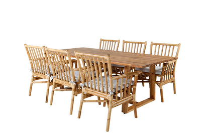 Cane & Plankton Spisestole Natur + Spisebord 220x100