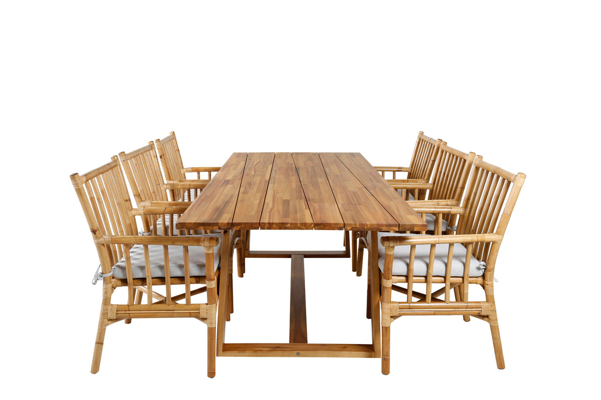 Cane & Plankton Spisestole Natur + Spisebord 220x100