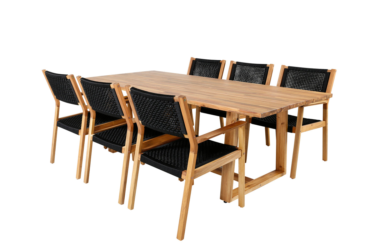 Plankton & Little John Spisebord 220x100 + Spisestole Natur