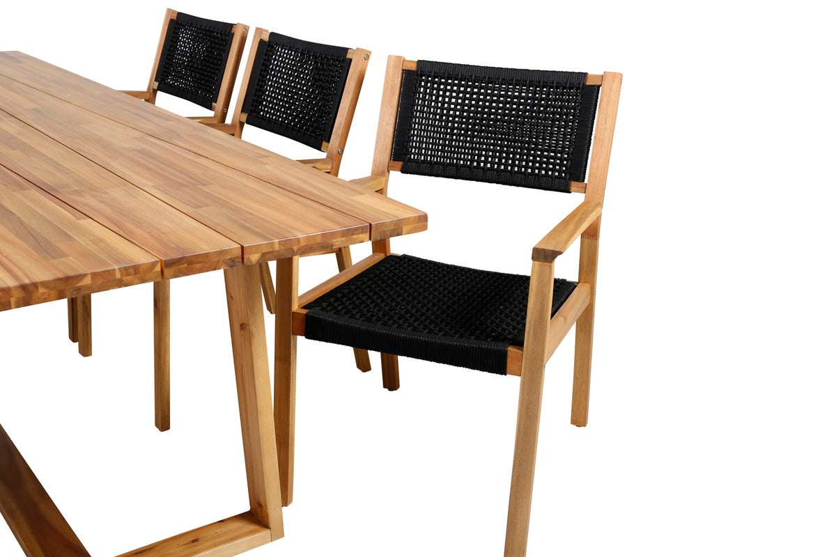 Plankton & Little John Spisebord 220x100 + Spisestole Natur