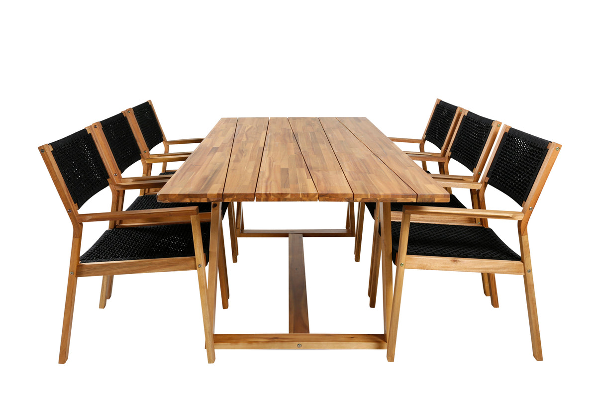 Plankton & Little John Spisebord 220x100 + Spisestole Natur