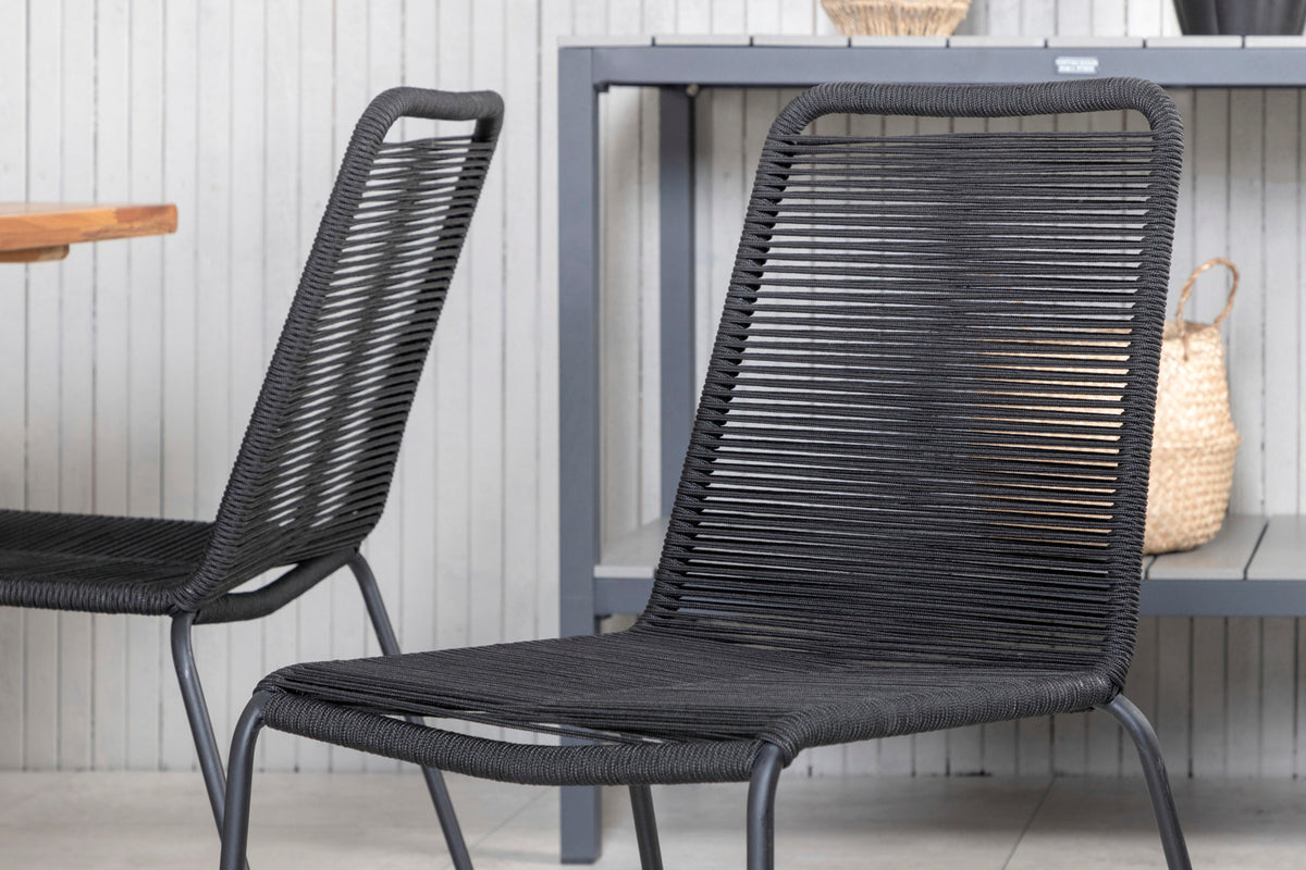 Plankton & Lindos Rektangulære Spisebord 220 x 100 Natur + Spisestole 2-pak Sort