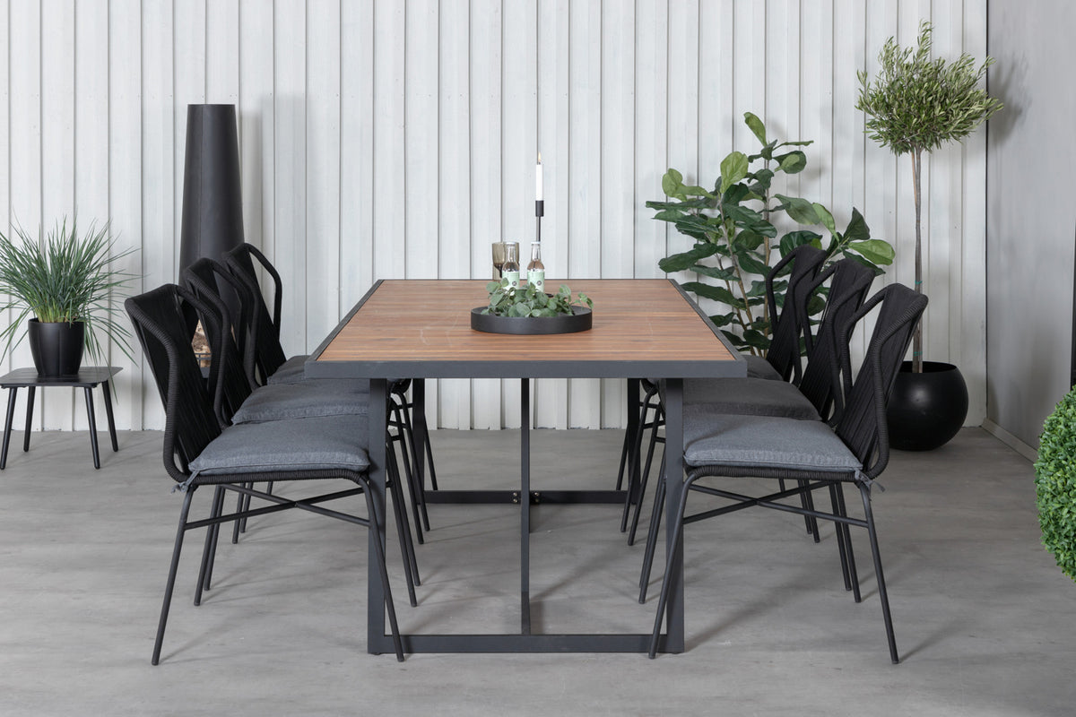 Julian & Khung Spisebordsstole Sort + Spisebord 200x100