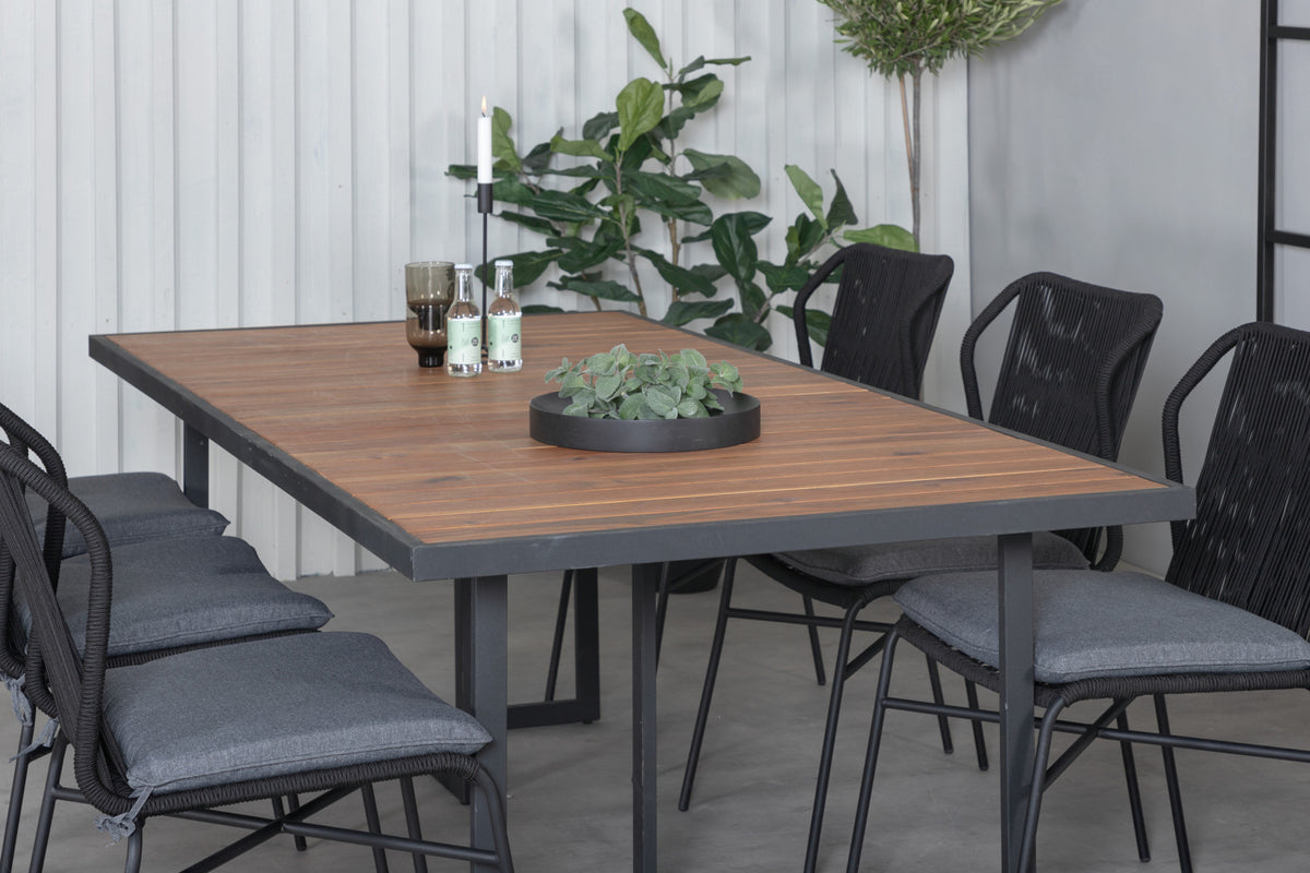 Julian & Khung Spisebordsstole Sort + Spisebord 200x100