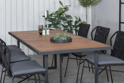 Julian & Khung Spisebordsstole Sort + Spisebord 200x100