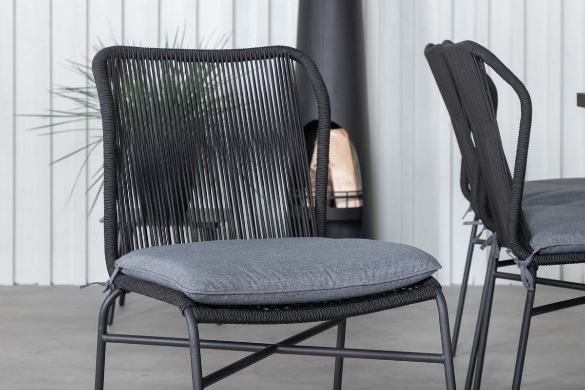 Julian & Khung Spisebordsstole Sort + Spisebord 200x100