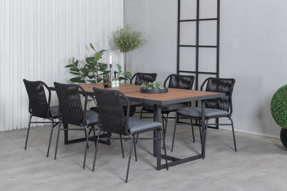 Julian & Khung Spisebordsstole Sort + Spisebord 200x100