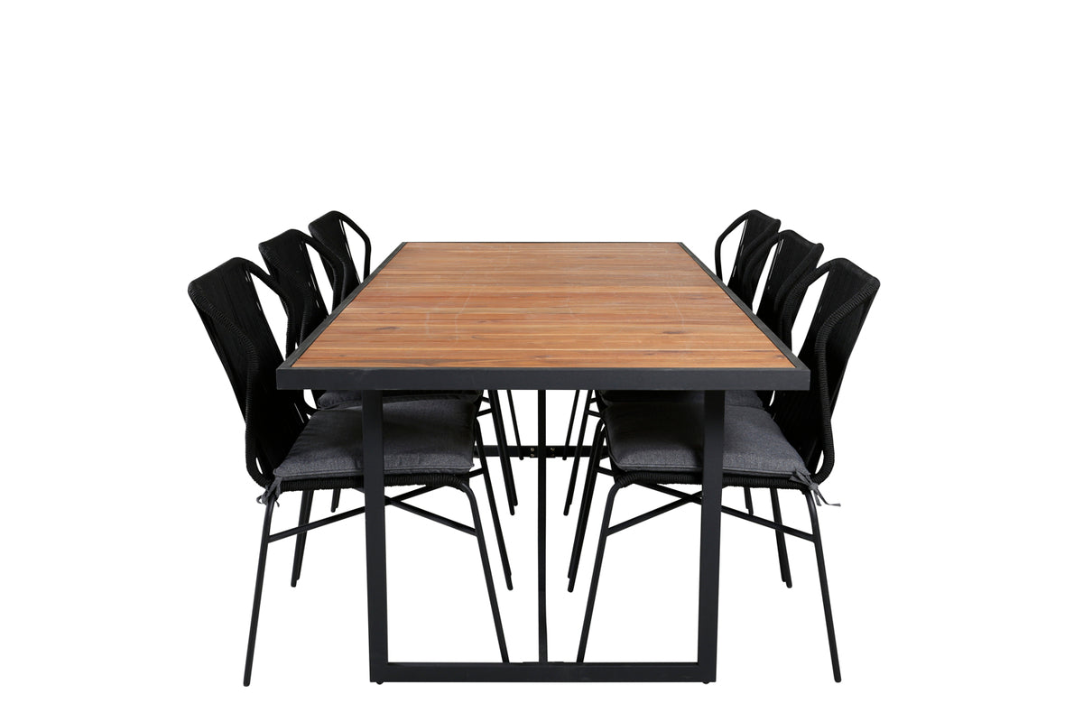 Julian & Khung Spisebordsstole Sort + Spisebord 200x100