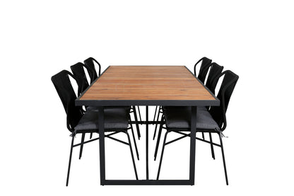 Julian & Khung Spisebordsstole Sort + Spisebord 200x100