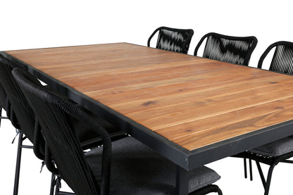 Julian & Khung Spisebordsstole Sort + Spisebord 200x100