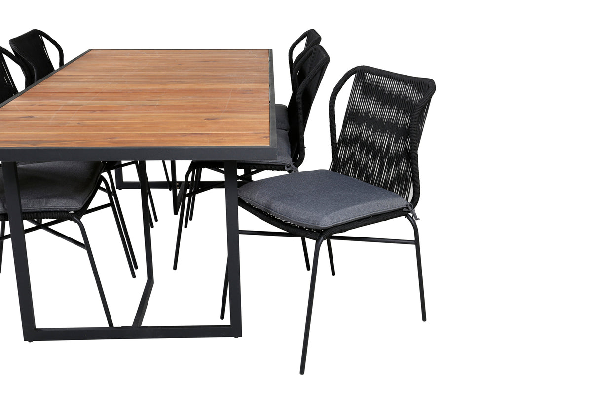 Julian & Khung Spisebordsstole Sort + Spisebord 200x100