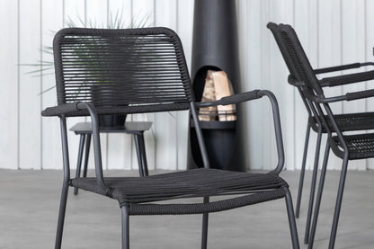 Khung & Lindos Rektangulært Spisebord 75 x 200 x 100 Natur + Spisestole 2-pak Sort