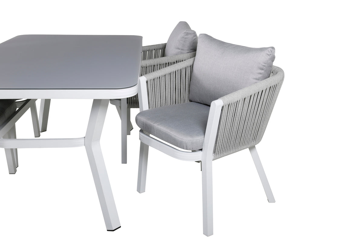 Virya Rektangulært Spisebord 74 x 160 x 90 Grå + Spisestole 2-pak Grå