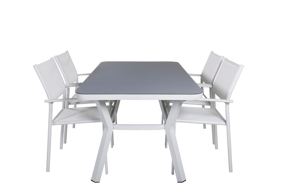 Virya & Santorini Spisebord 160 x 90 + Spisestole Hvid