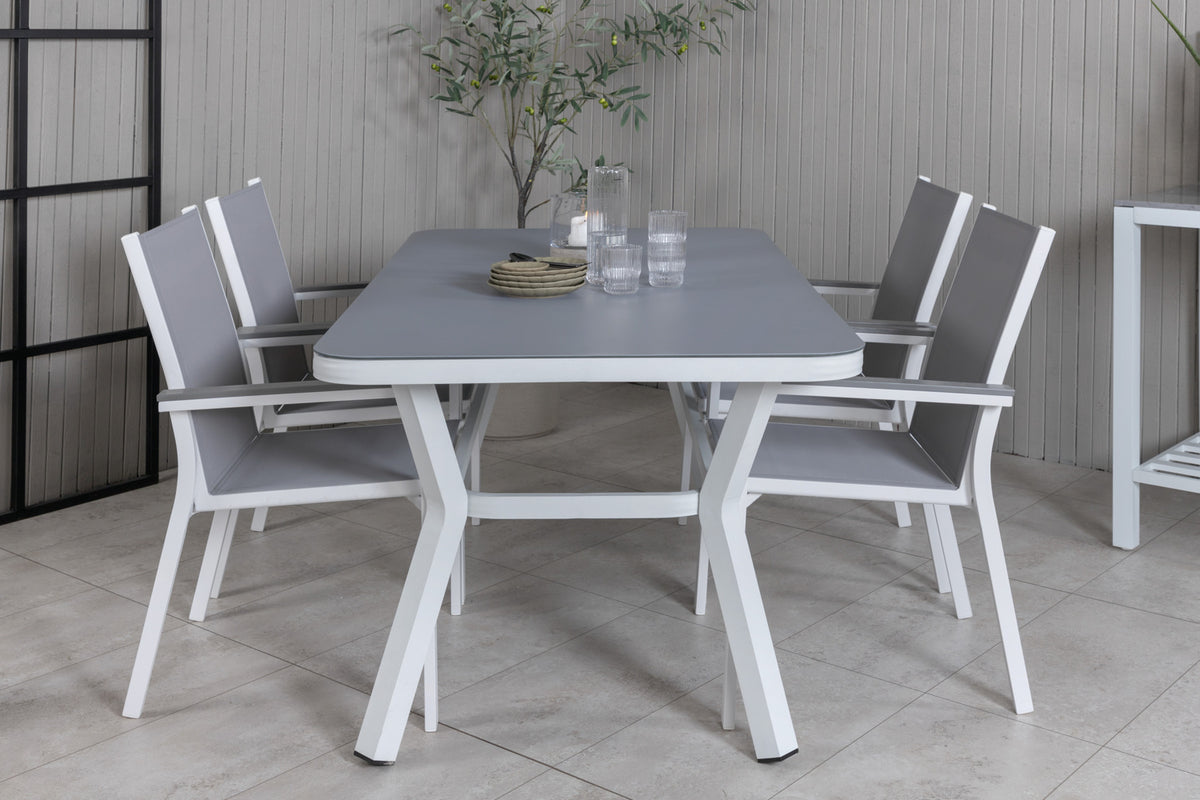 Virya & Parma Spisebord 160 x 90 + Spisestole Grå