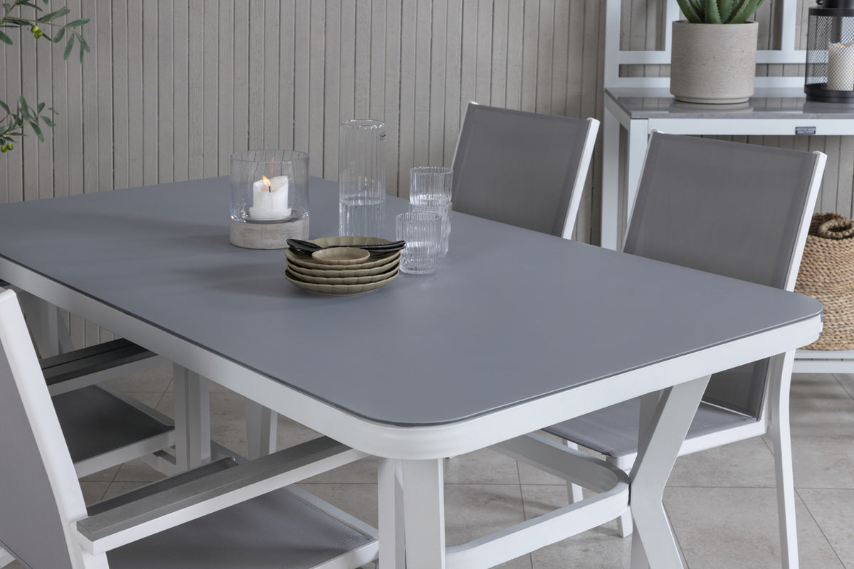 Virya & Parma Spisebord 160 x 90 + Spisestole Grå